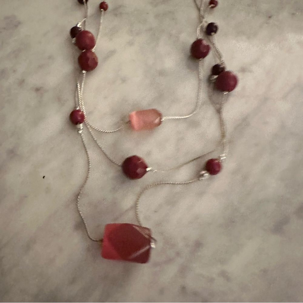 Elegant Multi-Strand red and Pink Bead Necklace - Women Jewelry